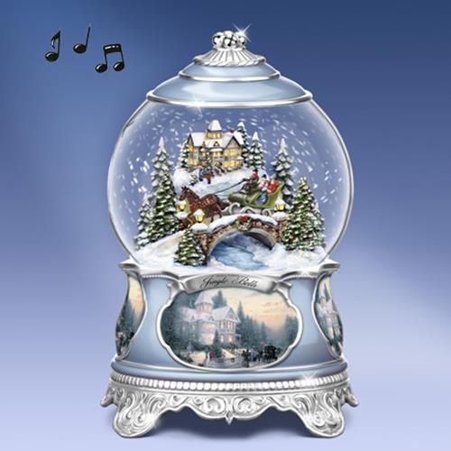 Jingle Bells Christmas Thomas Kinkade Water Globe Bradford Exchange