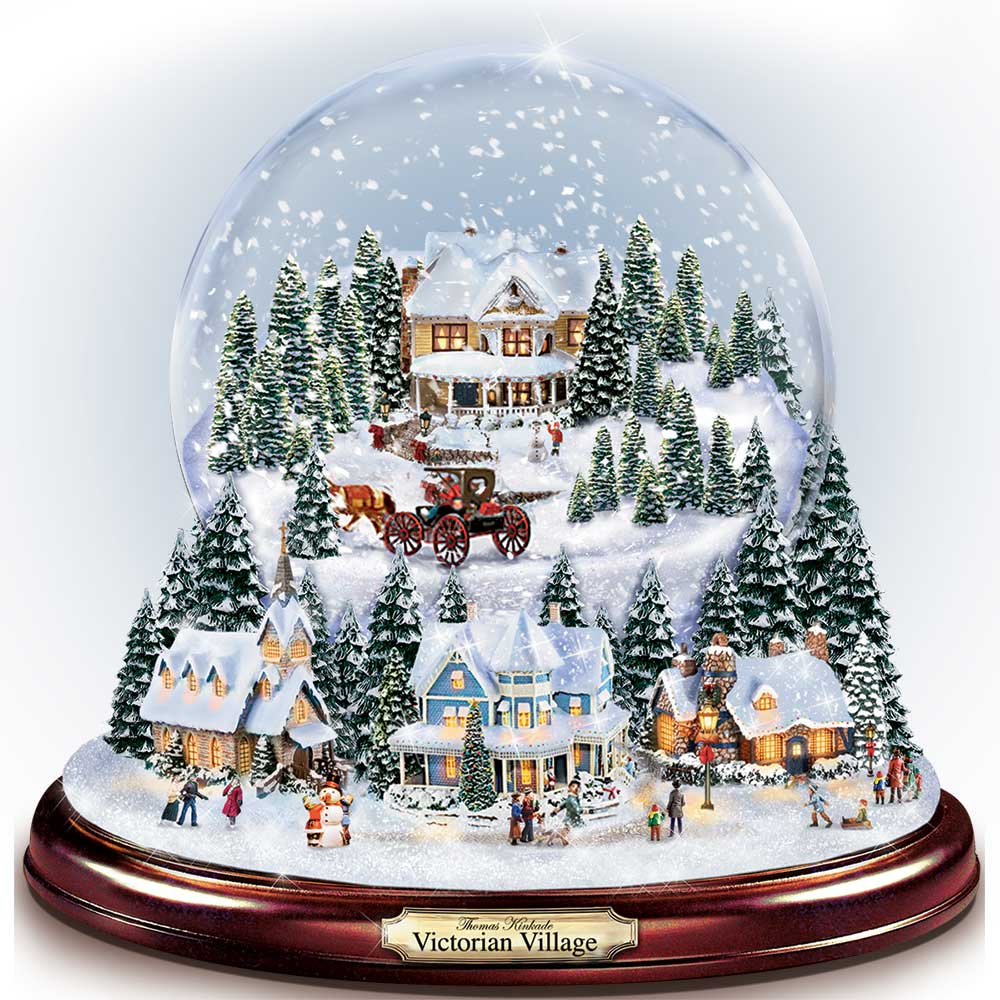 Victorian Village Thomas Kinkade Water Globe Bradford Exchange