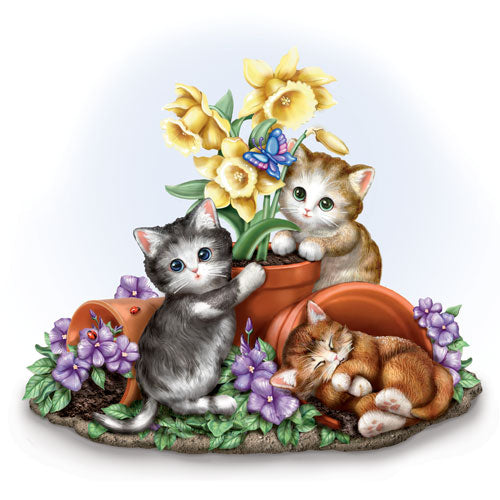 Springtime Seasonal Discoveries Sculpture Cat Figurine Bradford Exchange