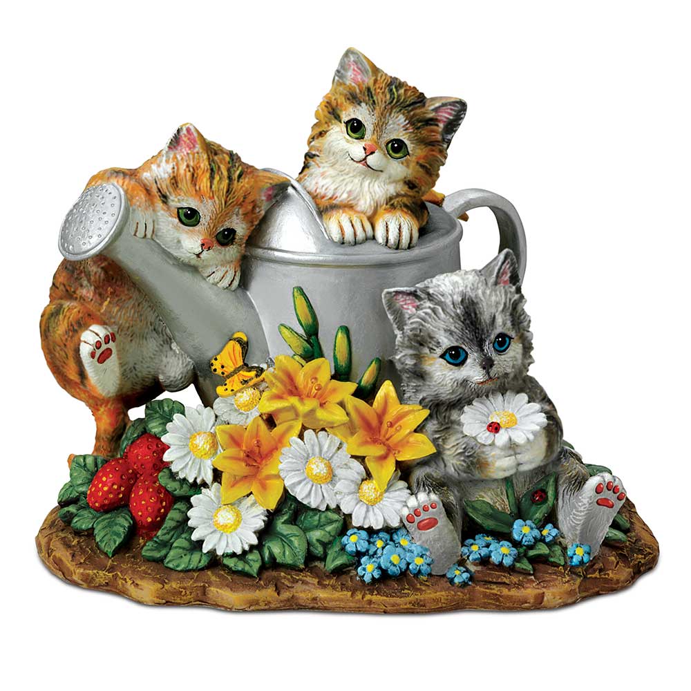 Summer Sunny Flowers Seasonal Discovery Sculpture Cat Figurine Bradford Exchange