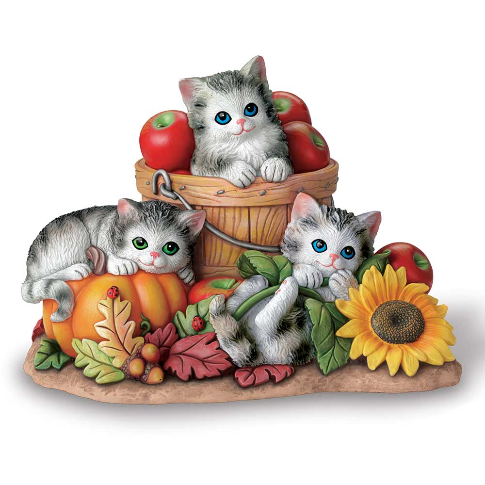 Autumn's Harvest Seasonal Discoveries Sculpture Cat Figurine Bradford Exchange