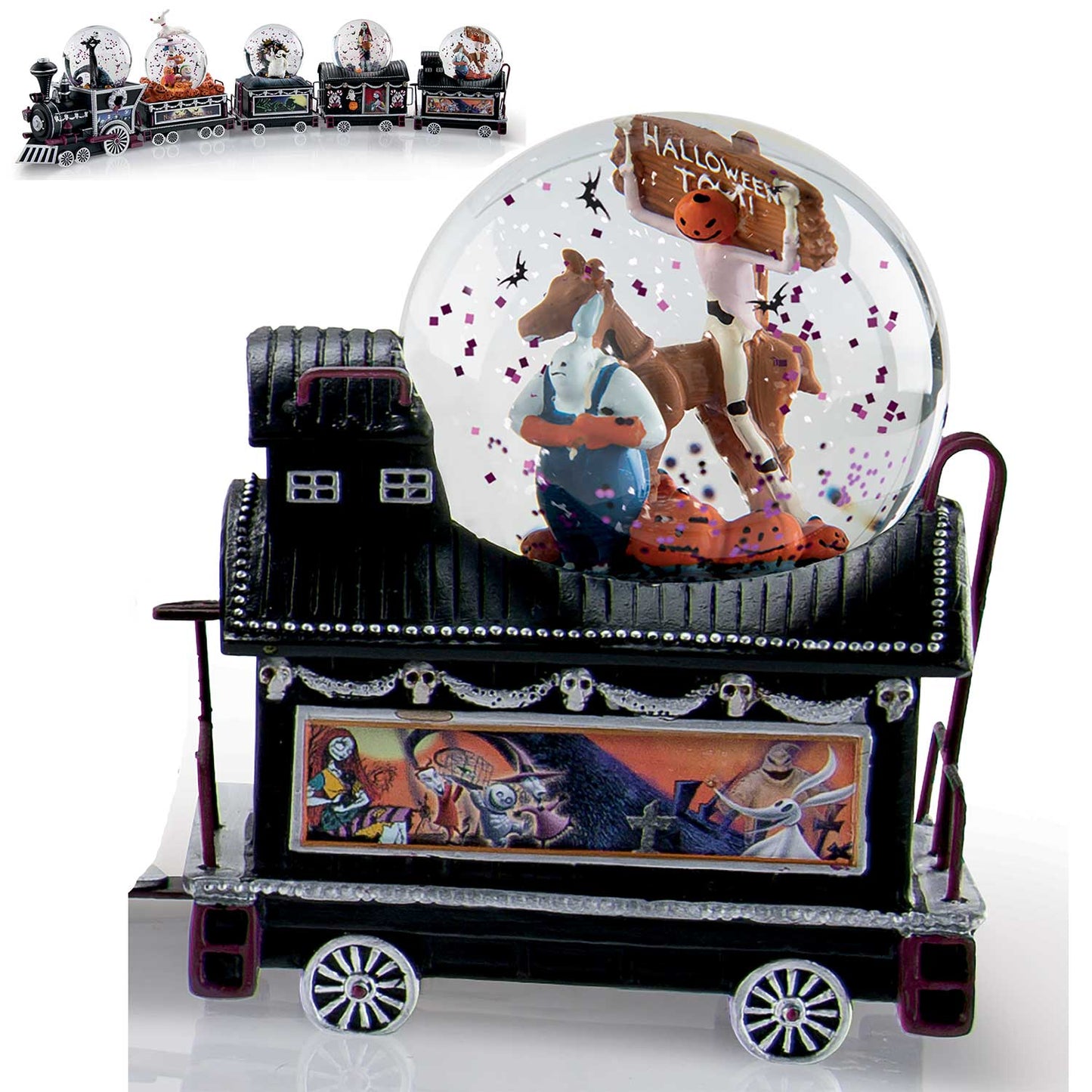 Nightmare Before Christmas All Hail Pumpkin King Train #5 Water Globe Disney