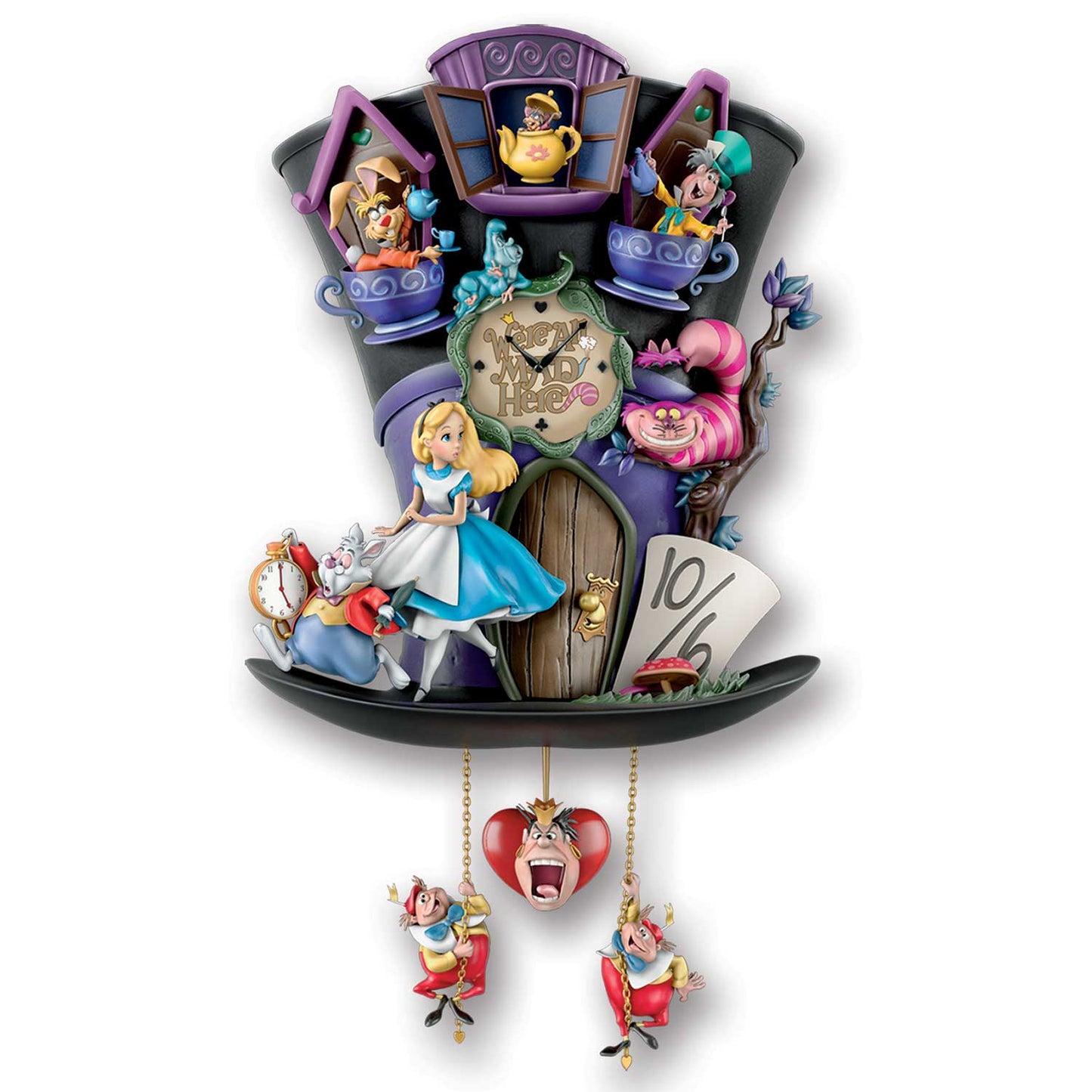 Disney Mad Hatter Alice in Wonderland Cuckoo Clock Bradford Exchange