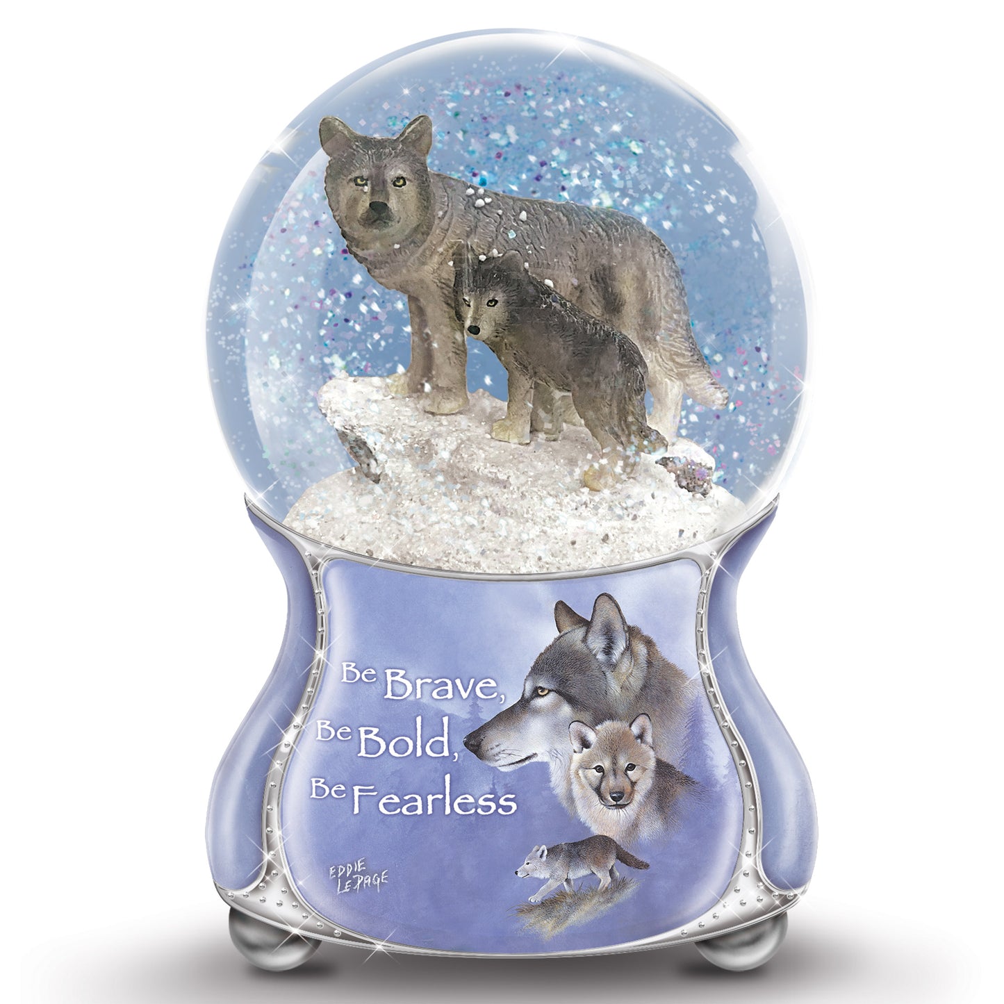 Golden Generations Wolf Glitter Water Globe Bradford Exchange