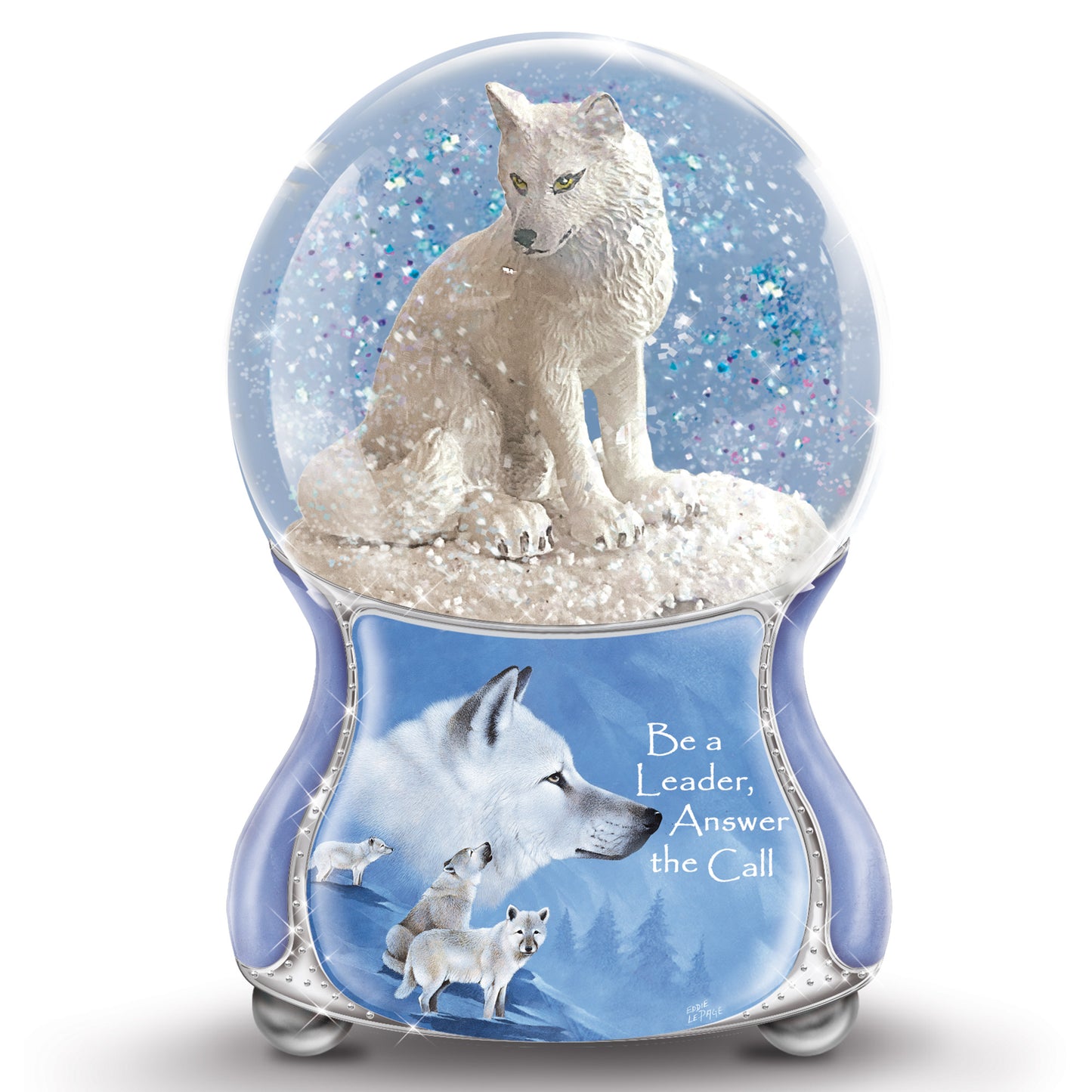 Arctic Companion White Wolf Glitter Water Globe Bradford Exchange