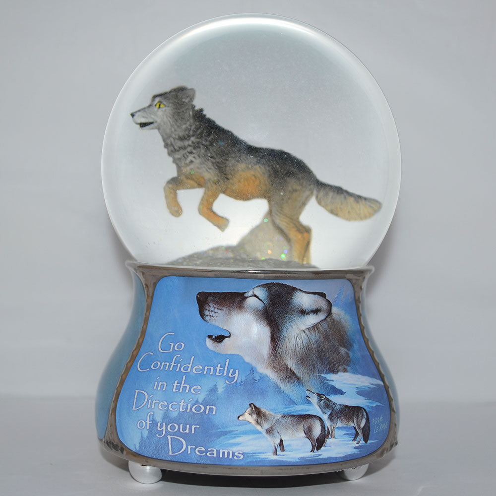 Blue Brotherhood Wolf Glitter Water Globe Bradford Exchange