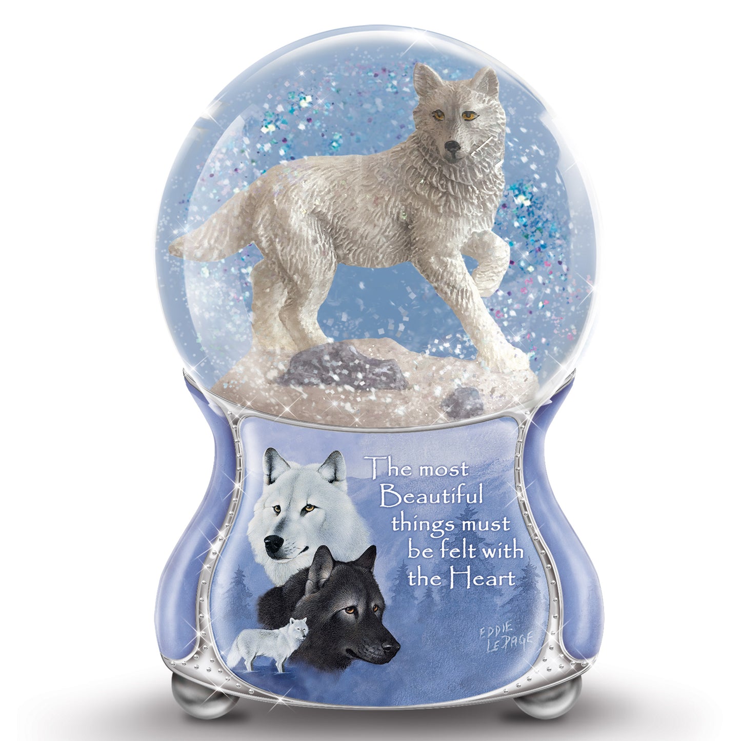 Spirit of the Pack Wolf Glitter Water Globe Bradford Exchange