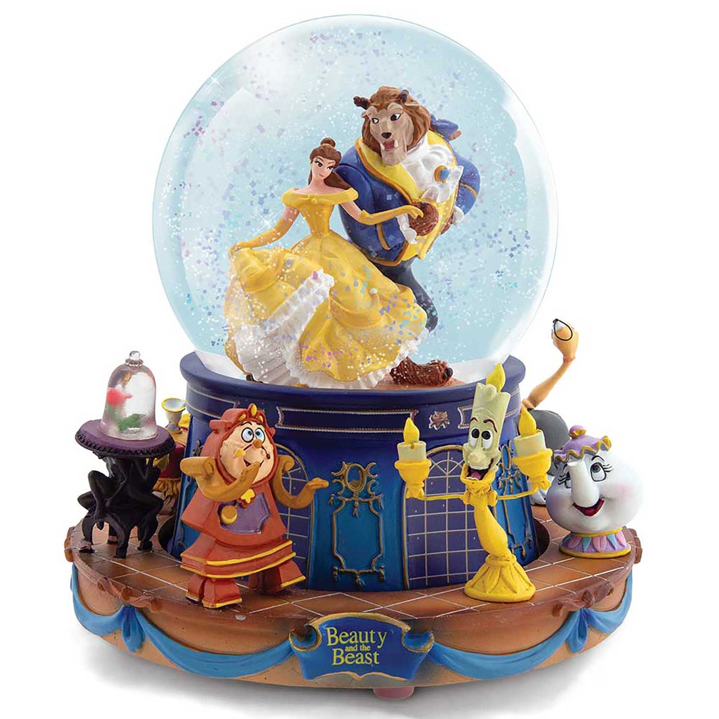 Disney Beauty and the Beast Rotating Glitter Water Globe Bradford Exchange