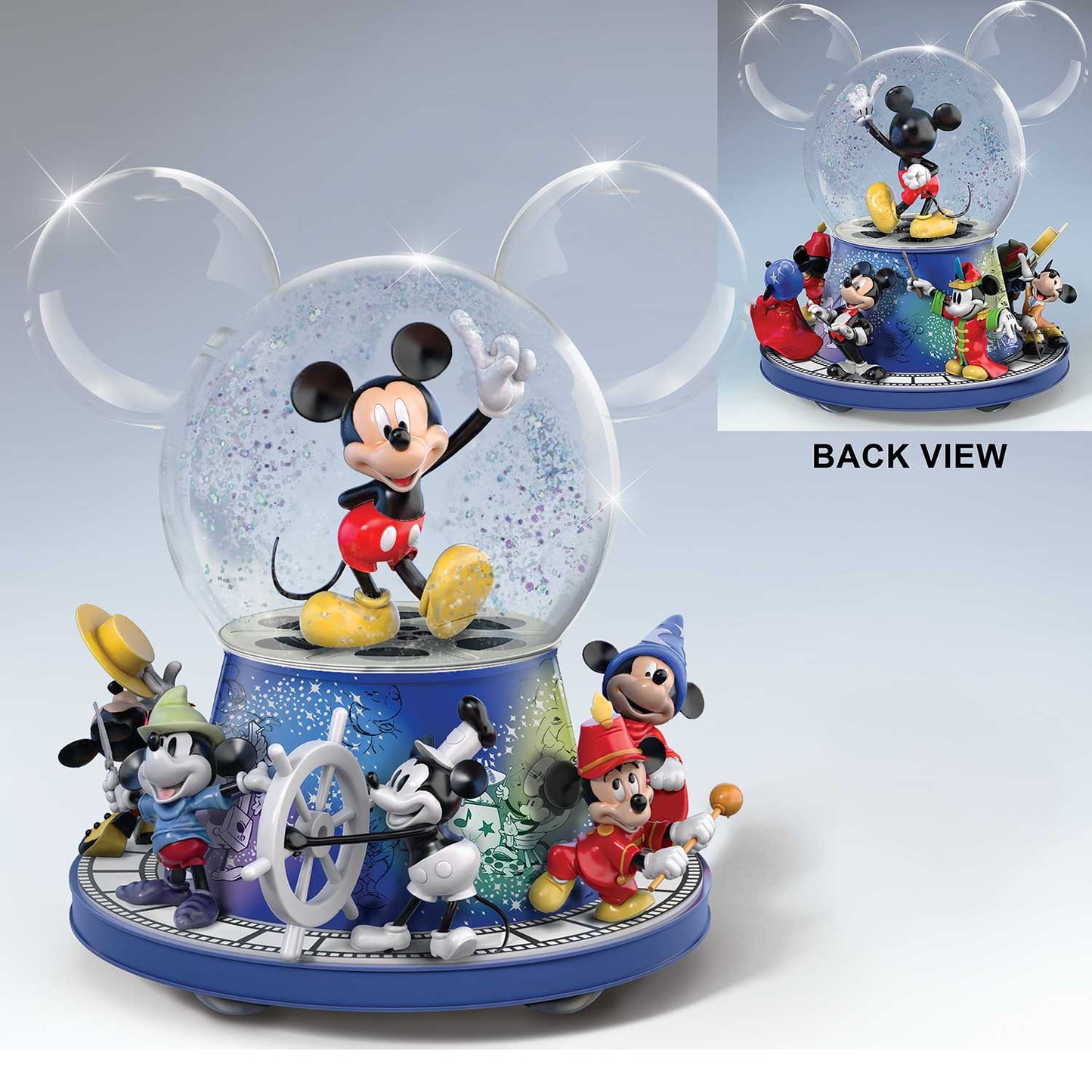 Disney Mickey Mouse Rotating Glitter Water Globe Bradford Exchange