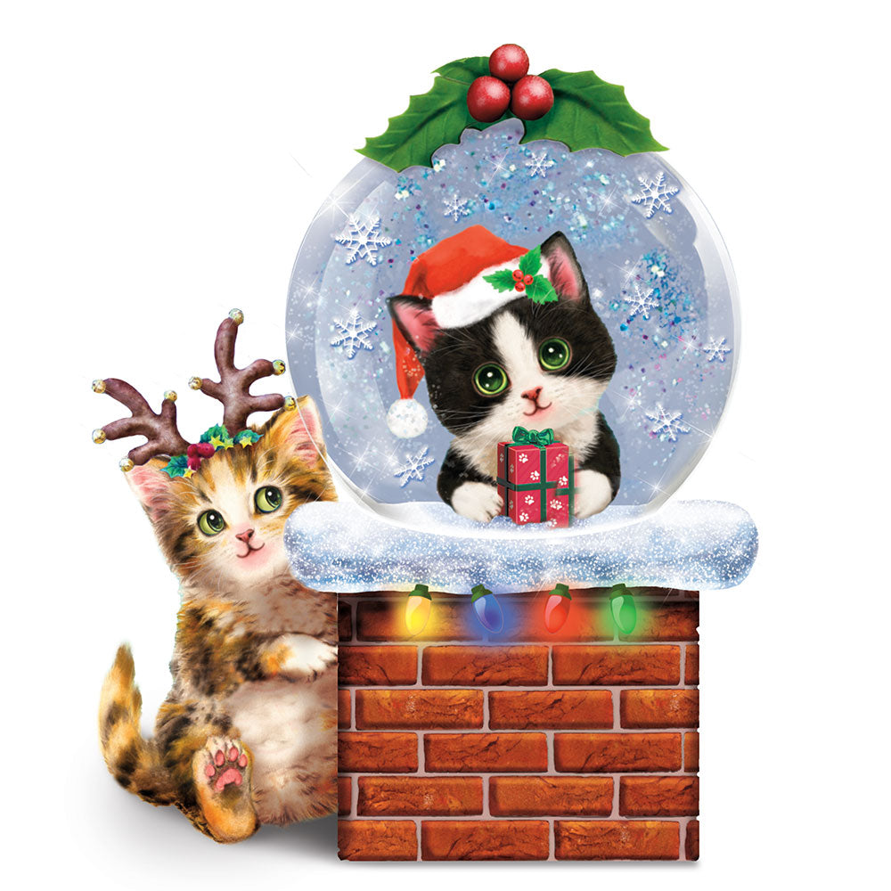 Meowy Christmas Cat / Kitten Water Globe Snowdome Bradford Exchange