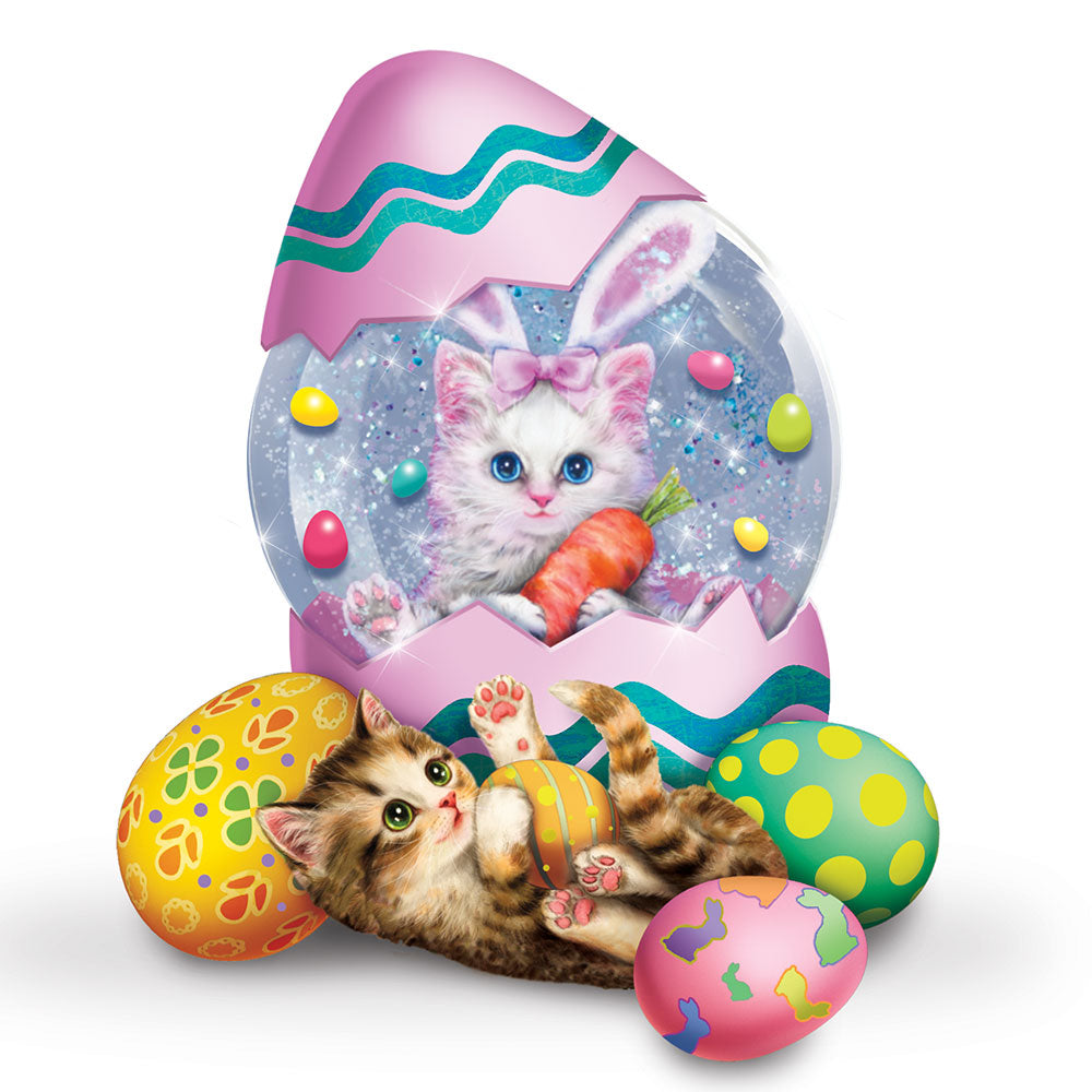 EGG-CITING EASTER Cat / Kitten Water Globe Snowdome Bradford Exchange