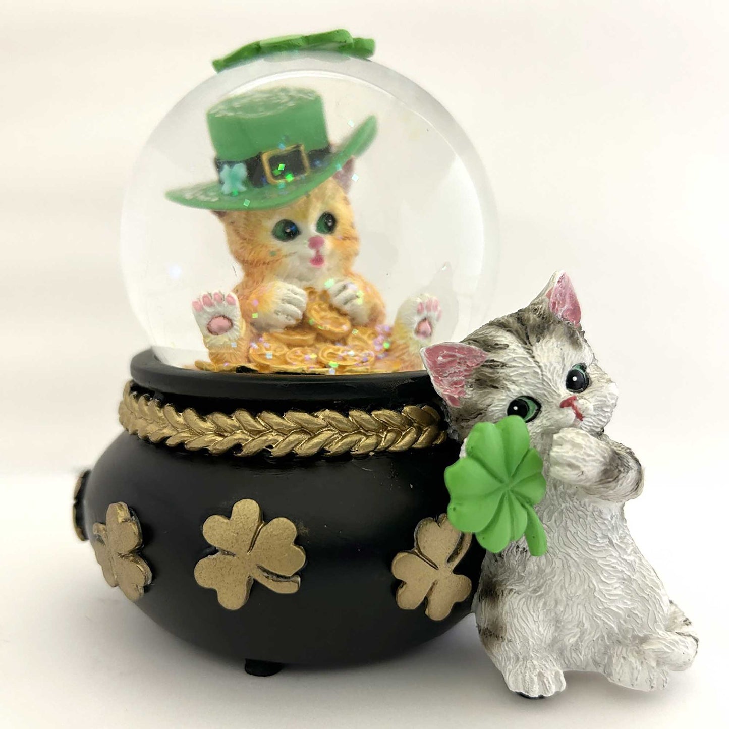 CLAW-SOME ST. PATRICK'S DAY Cat / Kitten Water Globe Snowdome Bradford Exchange