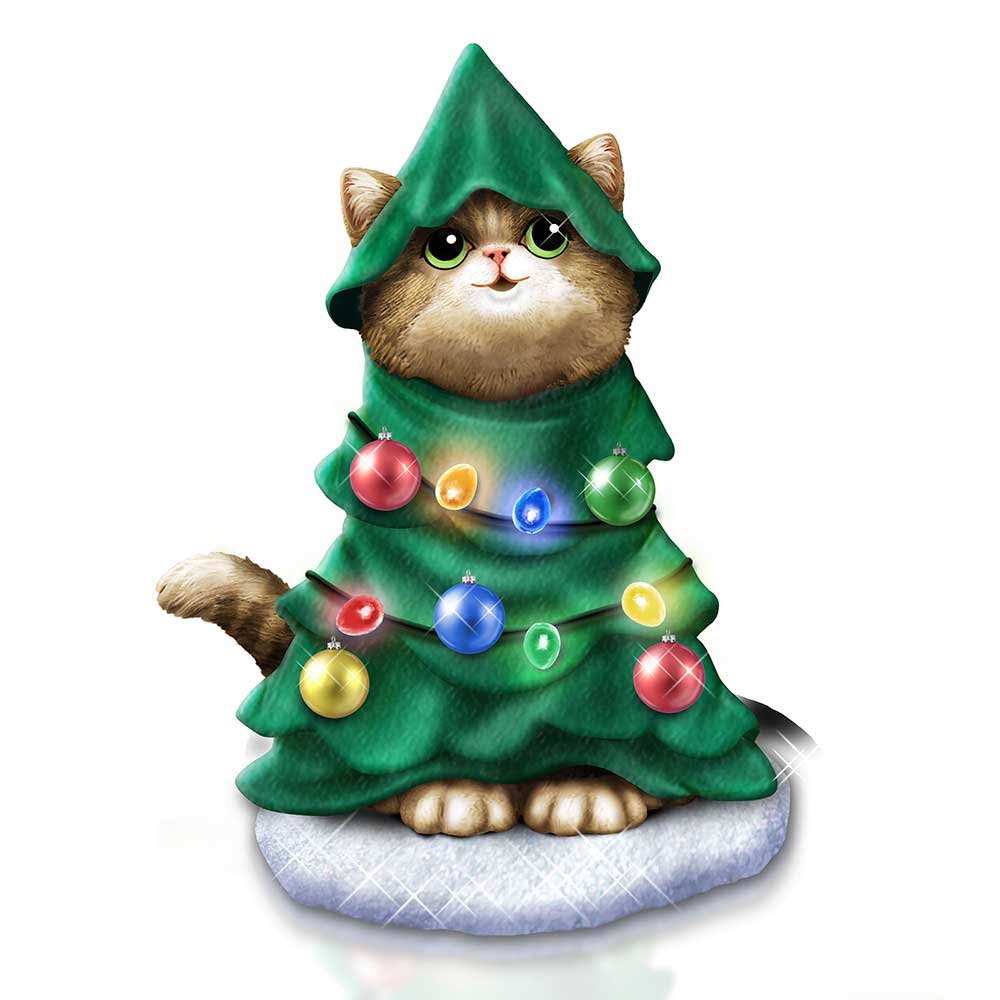 Merry Mischief Tree Cat Christmas Figurine Bradford Exchange