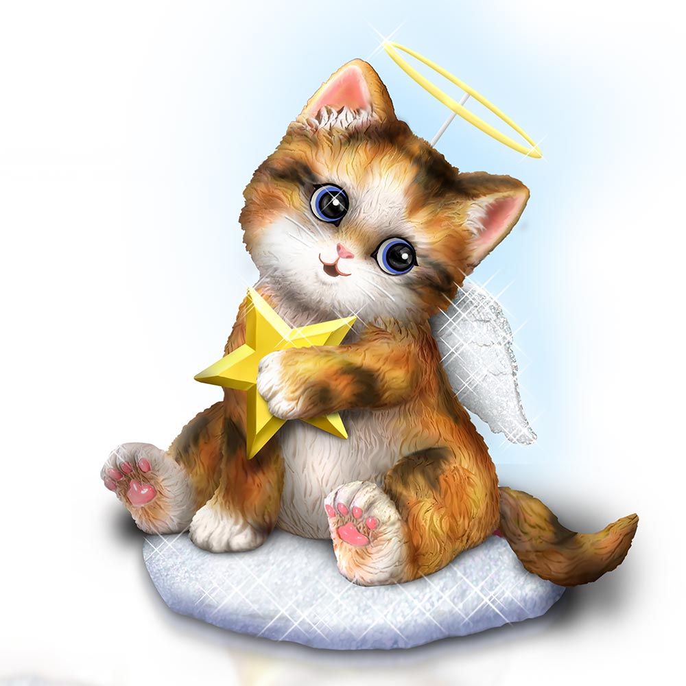 Angels We Have Cat Christmas Figurine Bradford Exchange