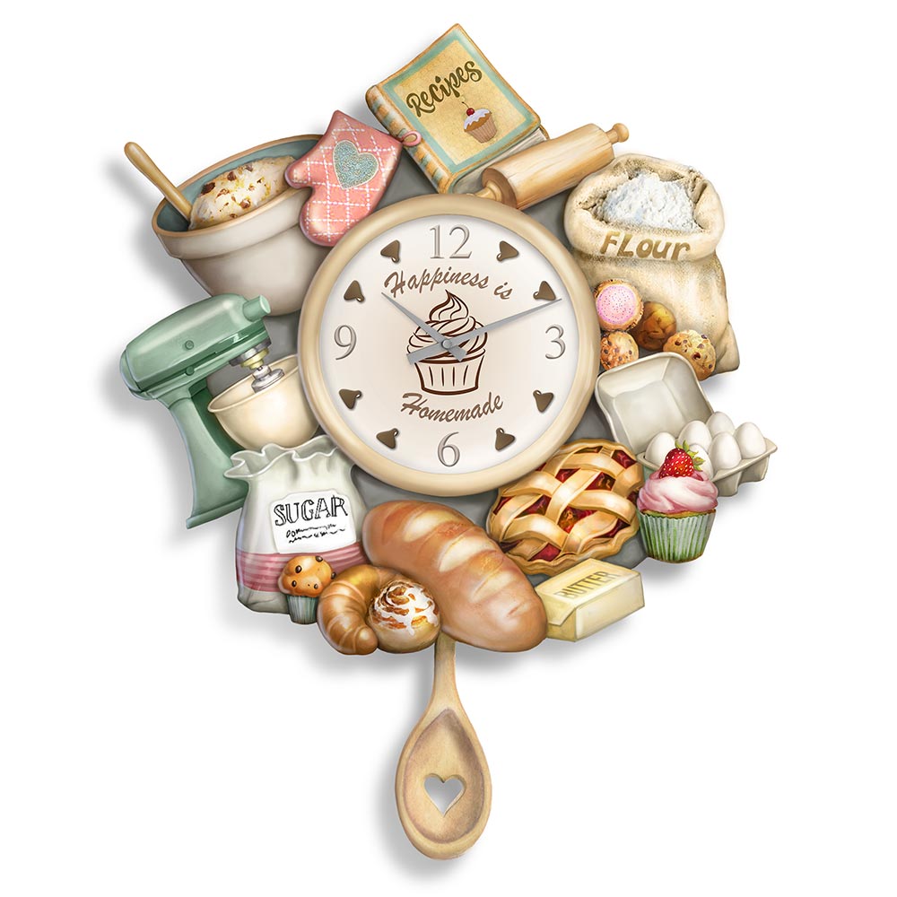 Homemade Happiness Baker Cook Wall Clock Bradford Exchange