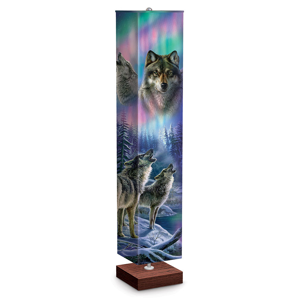 Wolf Aurora Borealis Floor Lamp Material Shade Bradford Exchange