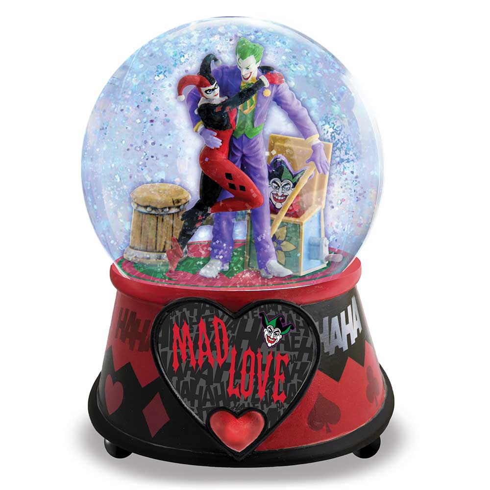 Mad Love Harley Quinn and Joker Batman Gotham City Water Globe