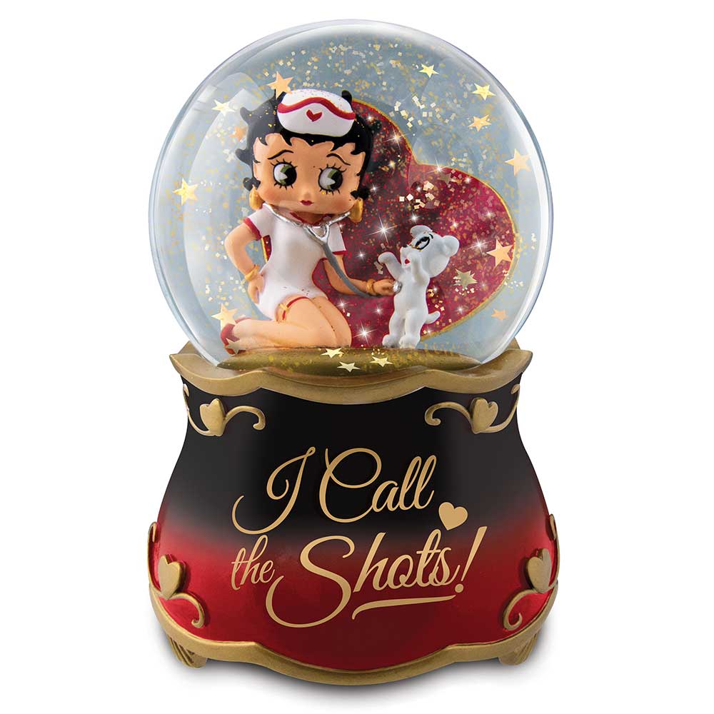 I Call The Shots Water Globe Snowdome Betty Boop Bradford Exchange