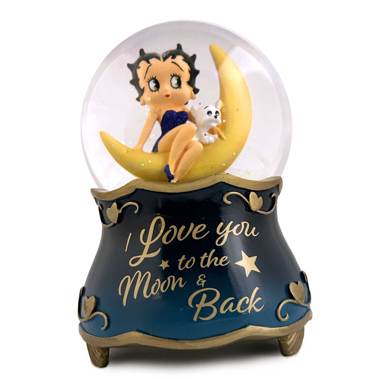 Love You To The Moon And Back Water Globe Snowdome Betty Boop Bradford Exchange