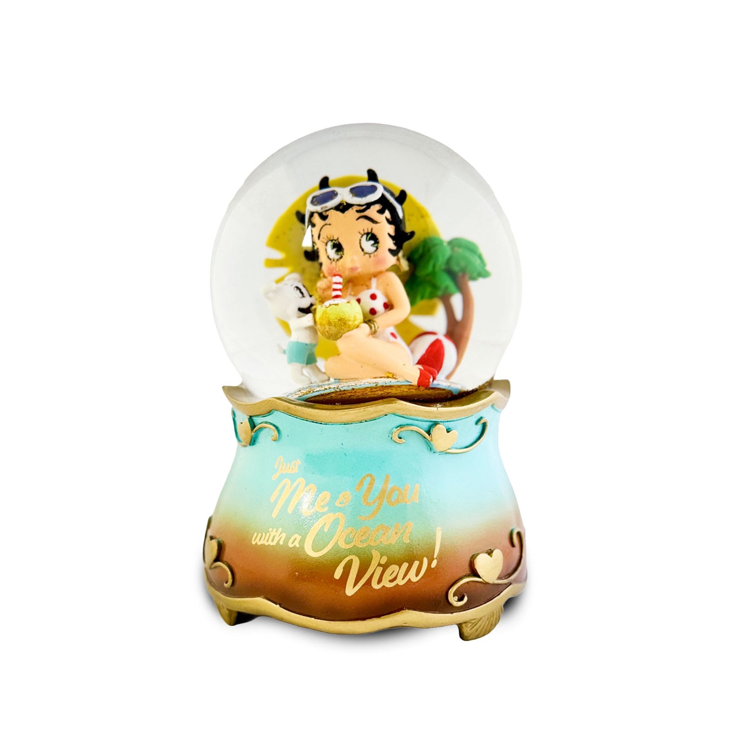 Just Me And You And Ocean View Water Globe Snowdome Betty Boop Bradford Exchange