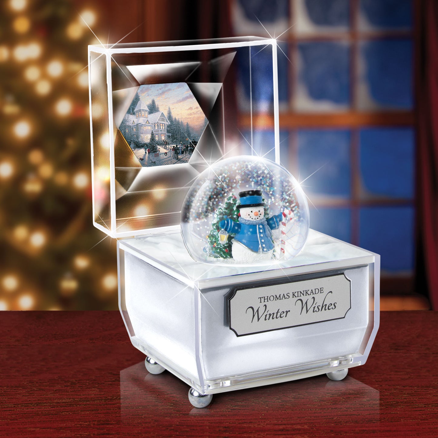 Thomas Kinkade Frosty Facets Winter Wishes Music Box Bradford Exchange