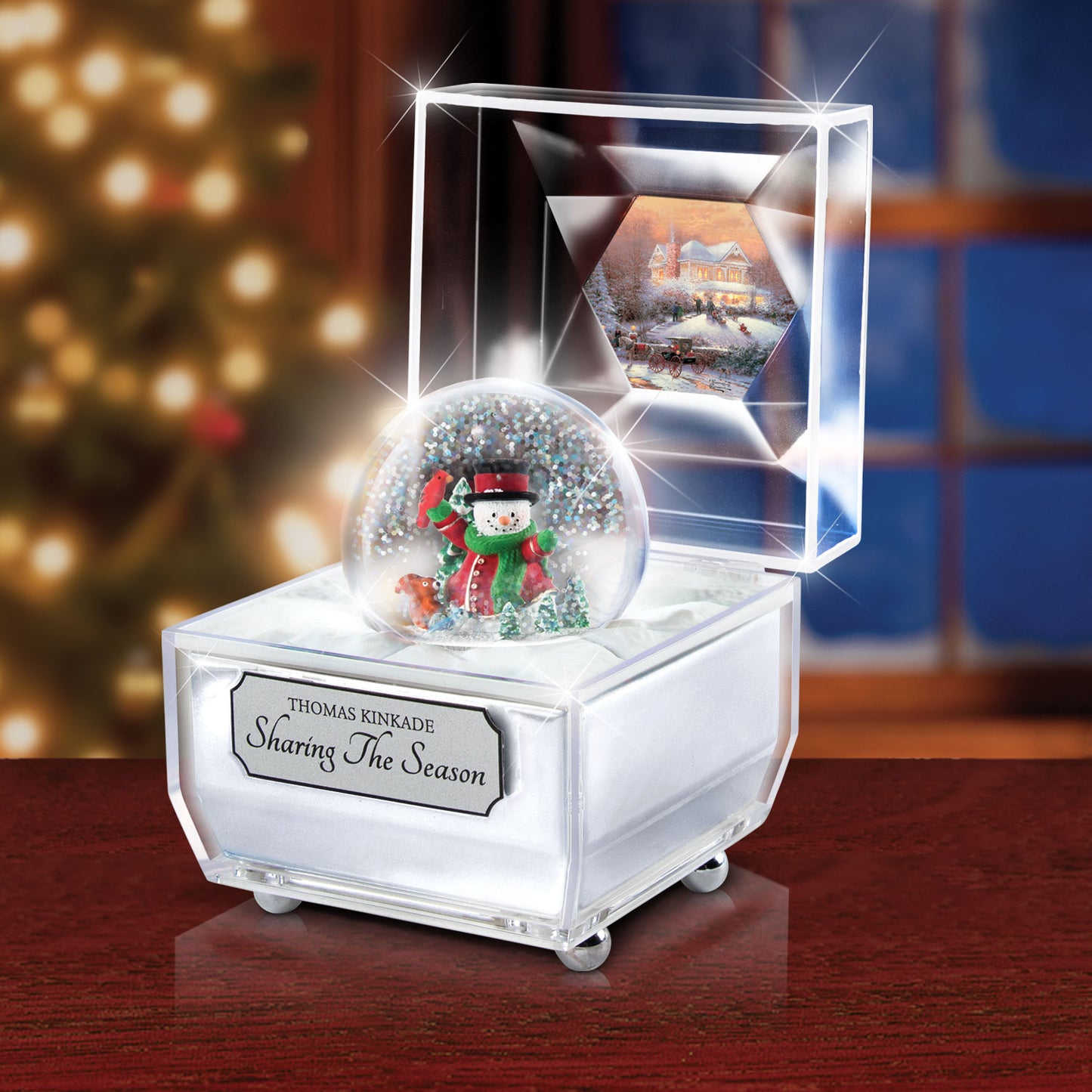 Thomas Kinkade Frosty Facets Sharing The Season Music Box Bradford Exchange