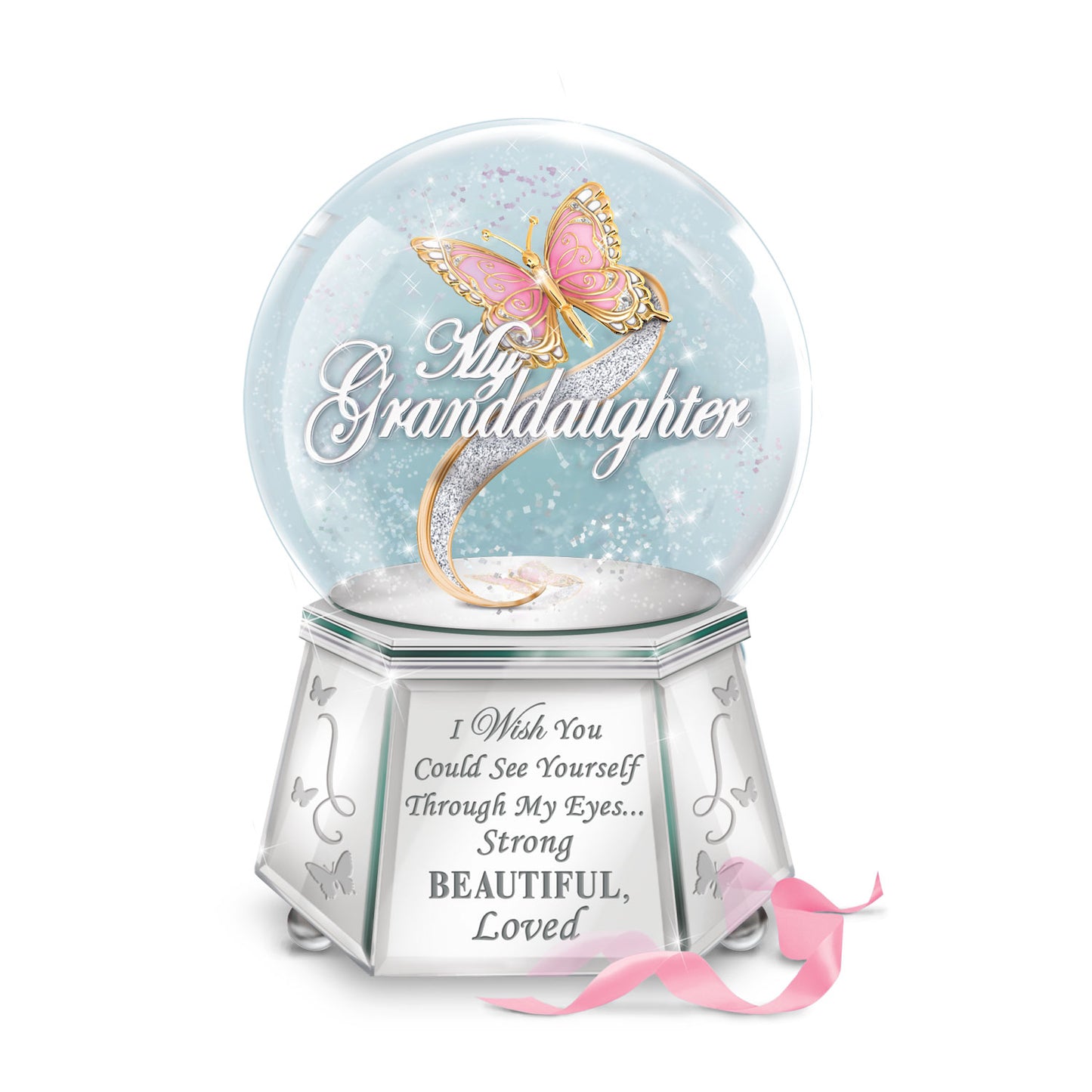 My Granddaughter See Yourself Through Glitter Water Globe Bradford Exchange