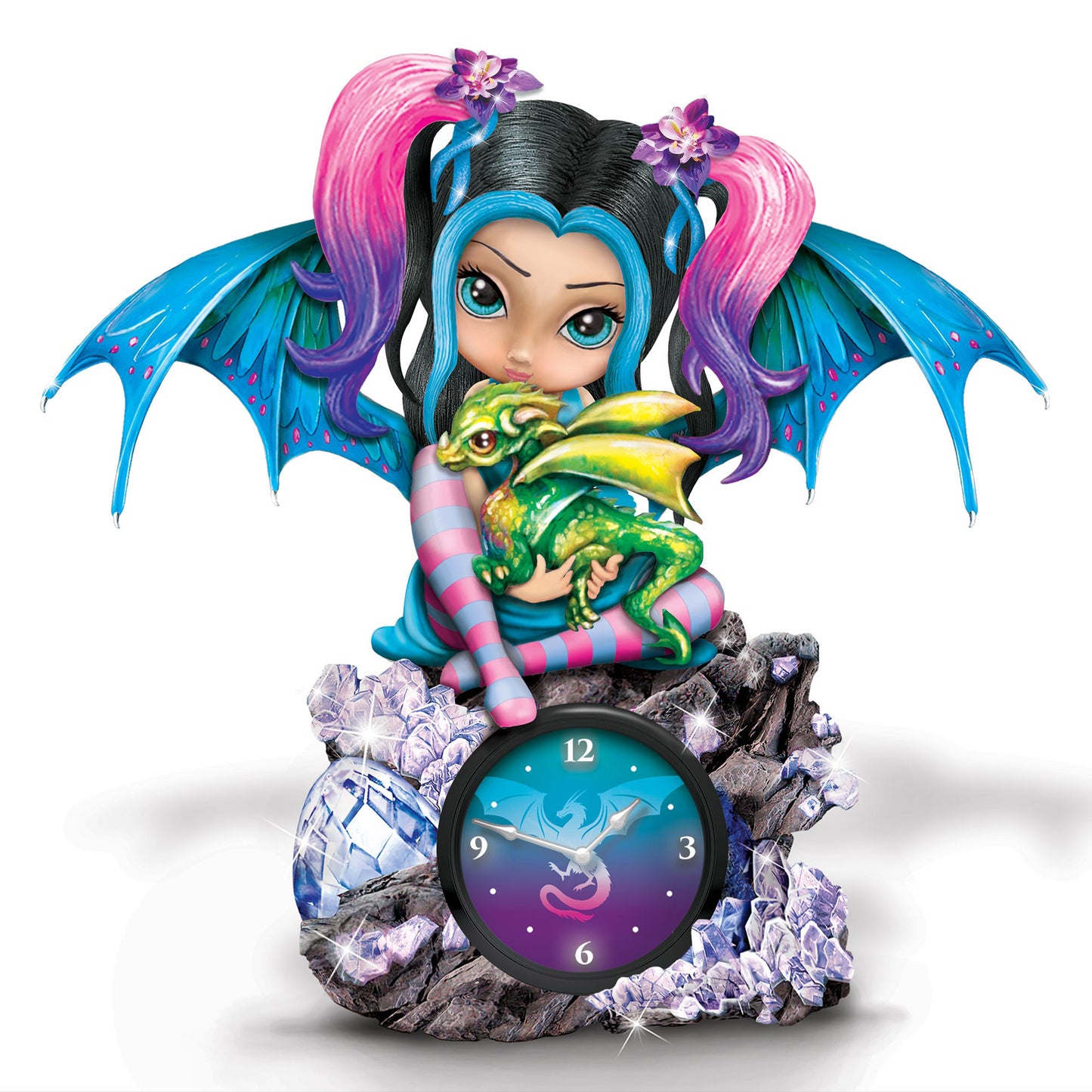 Forever Entwined Fairy Dragonling Fantasy Clock Jasmine Becket-Griffith