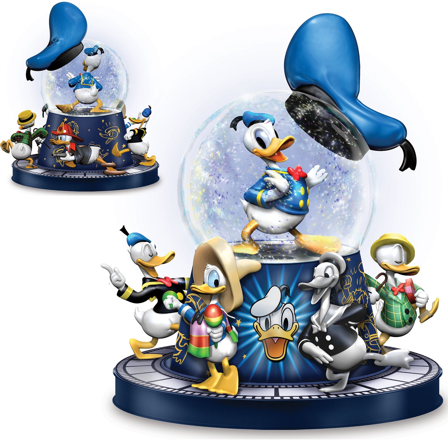 Disney Donald Duck Rotating Glitter Water Globe Bradford Exchange