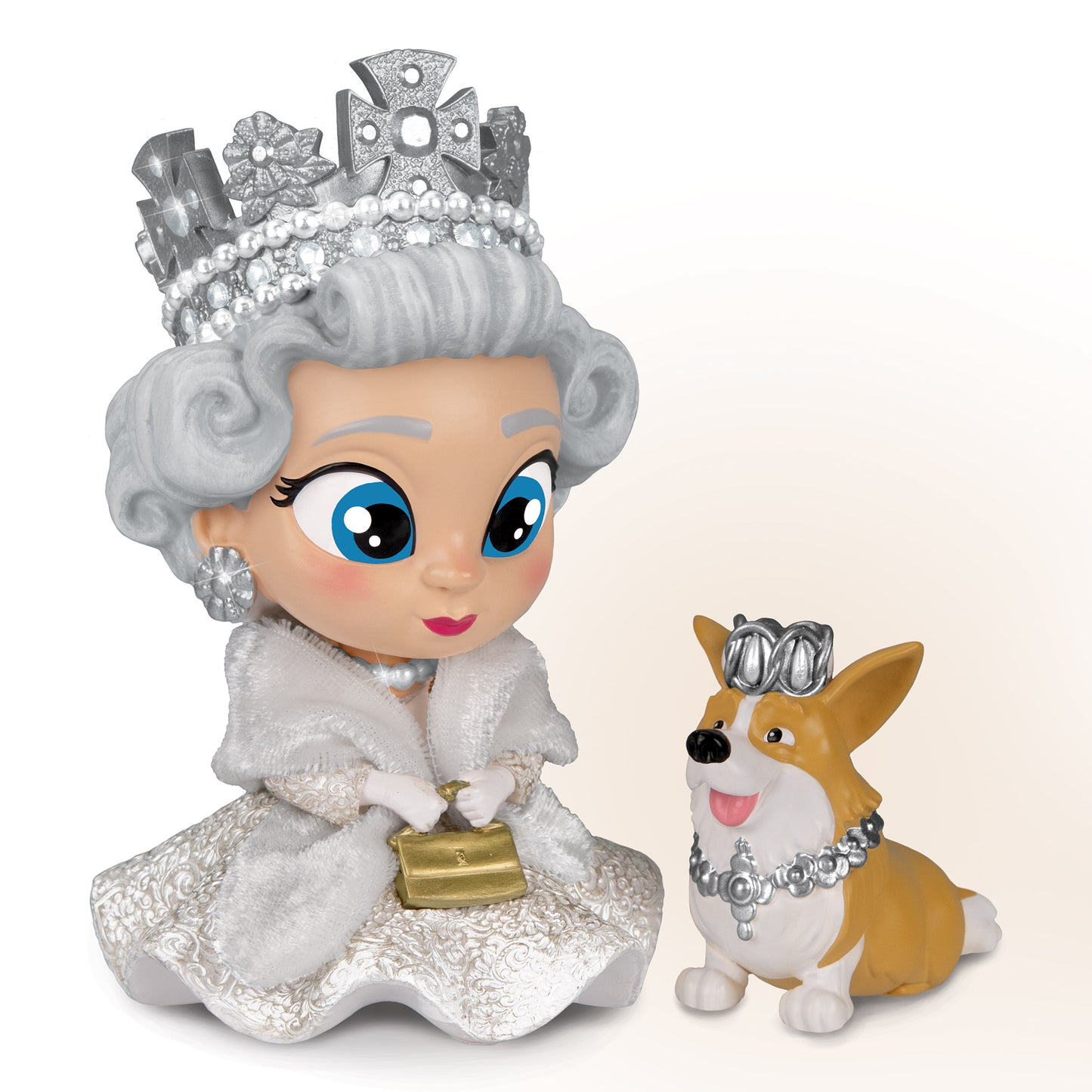 Queen and Corgi Tot Royal Whimsical House of Windsor Figurine Bradford Exchange