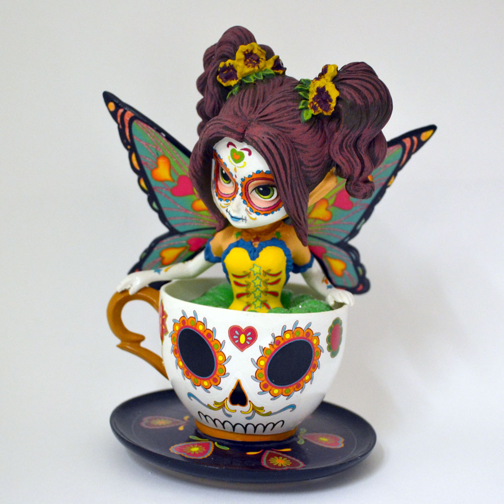 Marvelous Marigold Sugar Skull Fairy in a Teacup Jasmine Becket Griffith