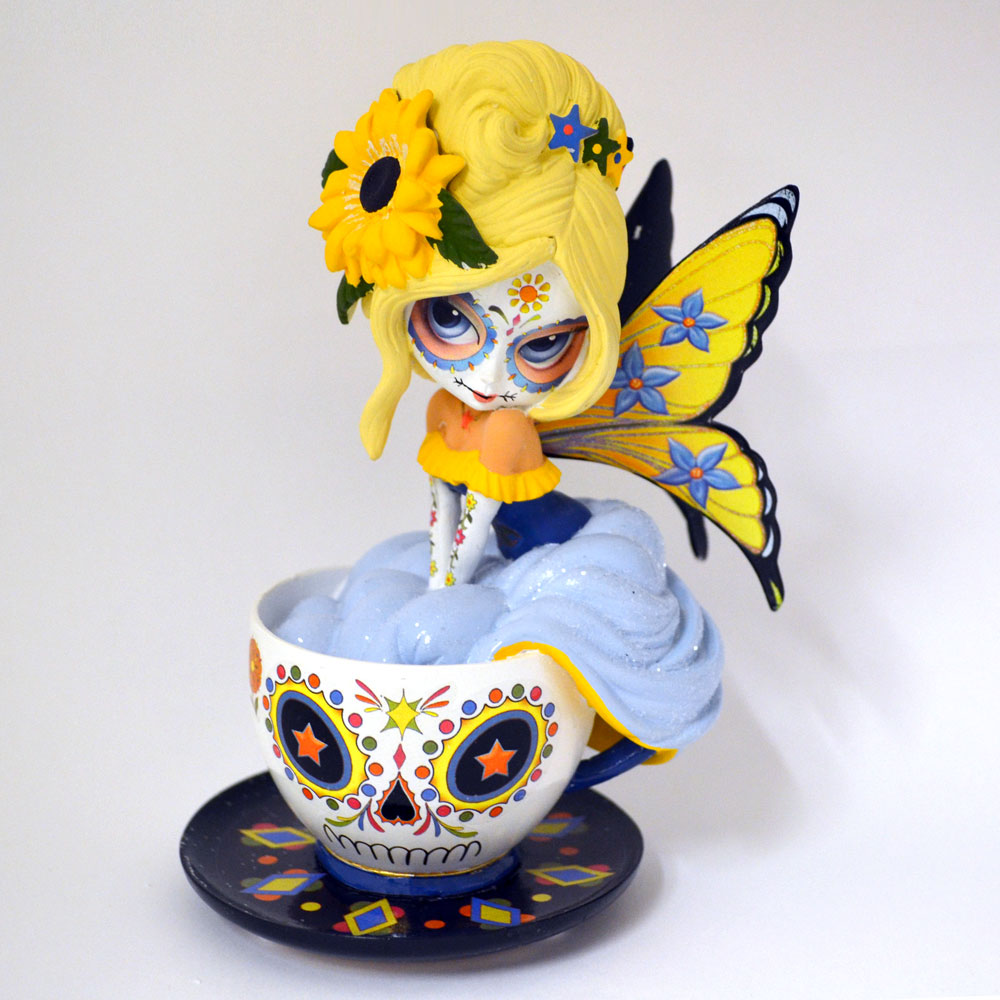 Savory Sunflower Sugar Skull Fairy in a Teacup Jasmine Becket Griffith