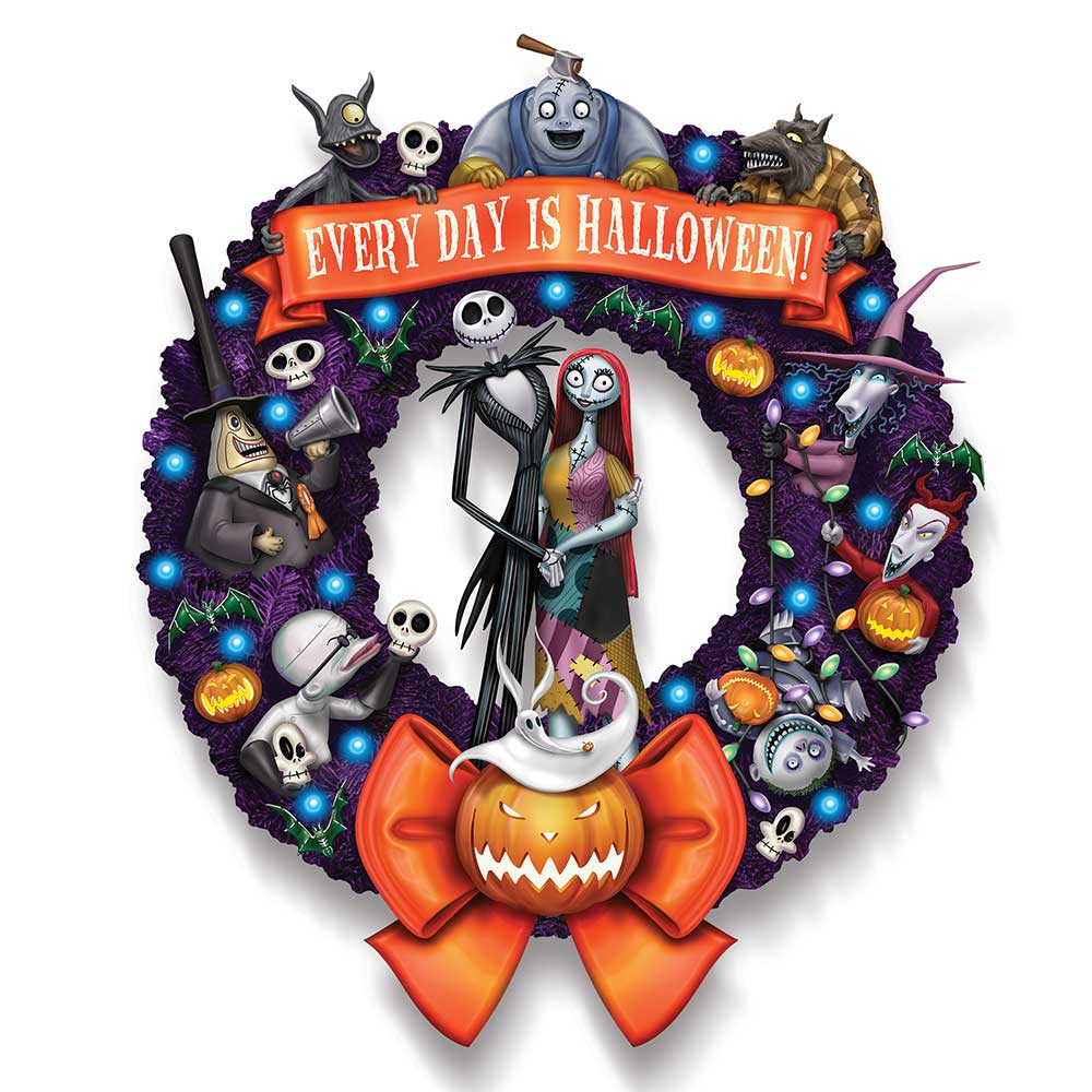 Disney Nightmare Before Christmas Jack Sally Wreath Bradford Exchange