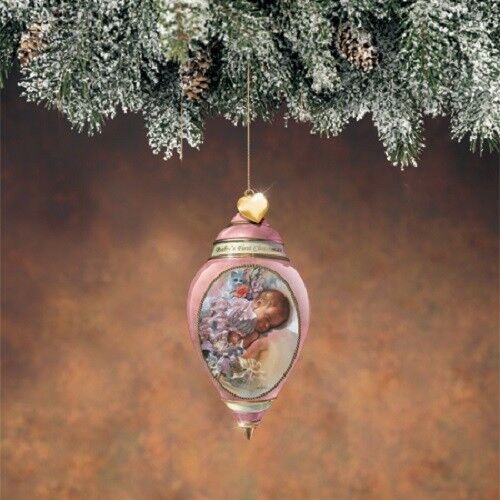 Baby s First Christmas Ornament Porcelain Girl Pink Baby Bradford Exchange
