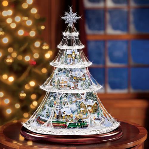 Holiday Reflections Christmas Tree with Train Figurine Thomas Kinkade