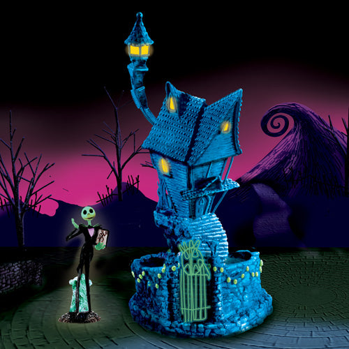 Disney Jack Skellington House Nightmare Before Christmas Black Light Village
