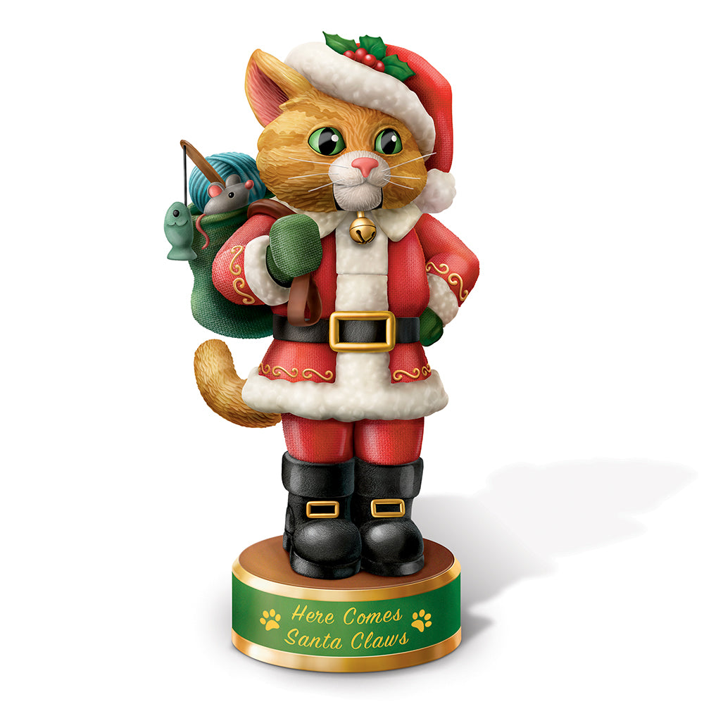 Nutcracker Cat Figurine Here Comes Santa Clause Bradford Exchange