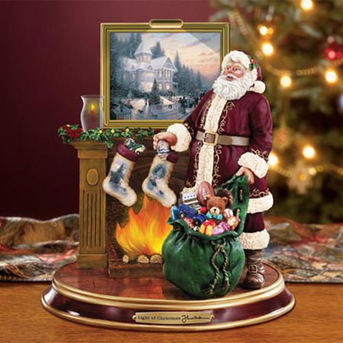 Thomas Kinkade Light of Christmas Santa Sculpture Bradford Exchange