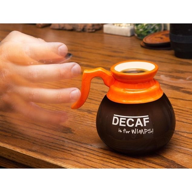 Decaf is for Wimps Coffee Mug / Glass - Humorous - Gift Box