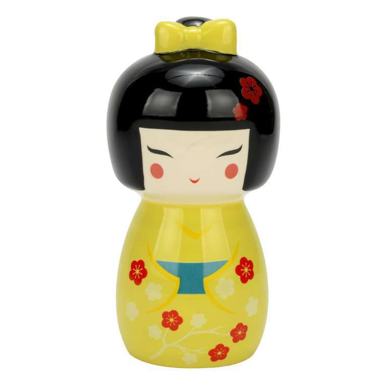 Geisha Girl Yellow Ceramic Money Box - Piggy Bank