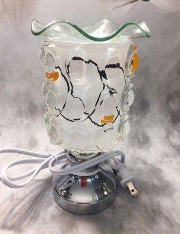 Glass Round Lamp Orange  Burner Warmer  Soy  & Oils Fragrance / Oil Burner D-427