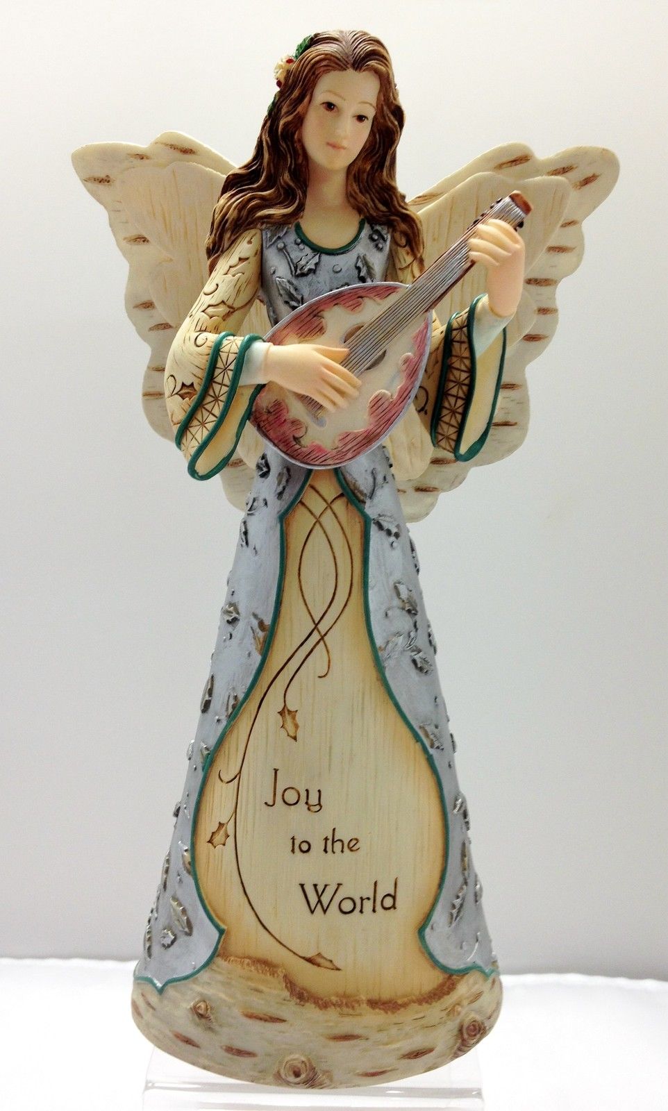 Joy To The World Angel Holding Lute Figurine Comfort to Go Home Decor