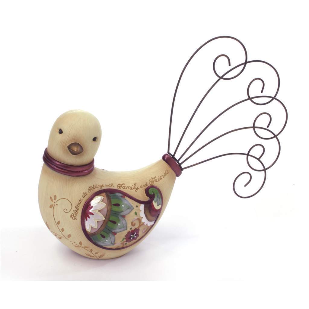Perfectly Paisley Bird Figurine Card & Photo Holder Collectible - Home Decor