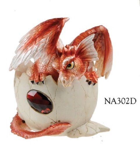 Red Birthstone Dragon in Egg Resin Figurine - ZEM - WE SHIP WORLDWIDE