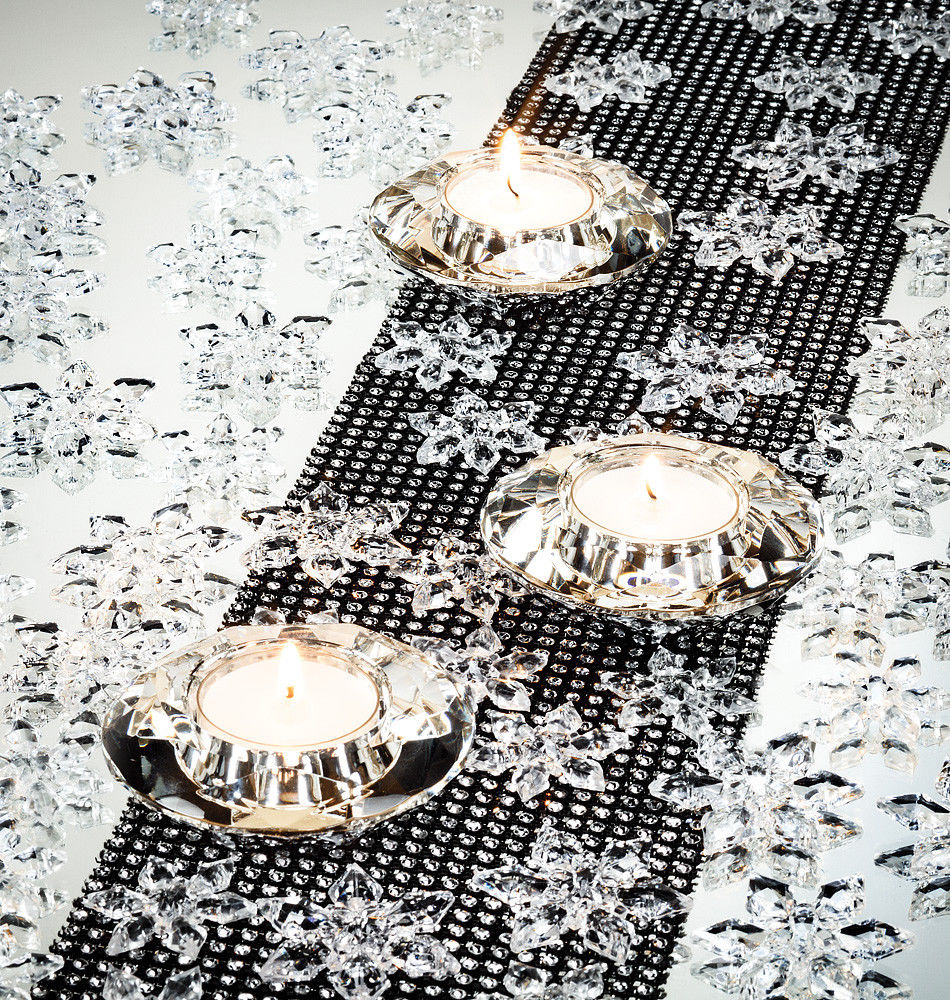 Set of 3 Diamond Cut Round Tealight Candle holder - Free Soy Tea light - AB