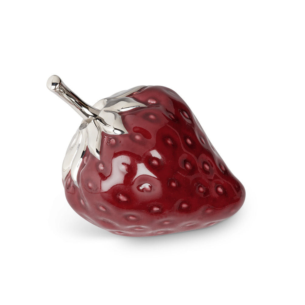 Small Strawberry Red Glossy Stoneware Figurine Home Decor - AB