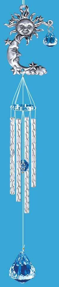 Sun and Moon Pewter and Acrylic Chimes 16 inches - RAI 49417