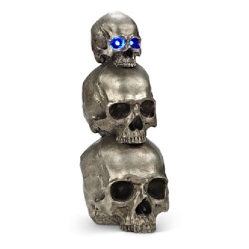 Triple Skull with LED Light Figurine - Resin Halloween Decoration