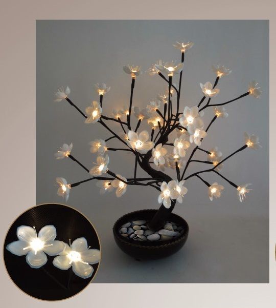 White Cherry Blossom LED Tree in Pot - Home Decoration 21" - LB