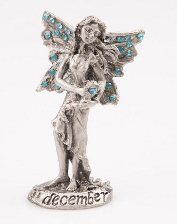 December Pewter Blue Topaz Birthstone Fairy Figurine